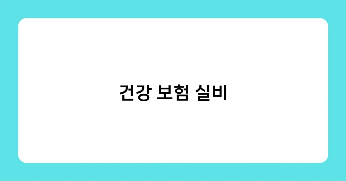 건강 보험 실비 썸네일
